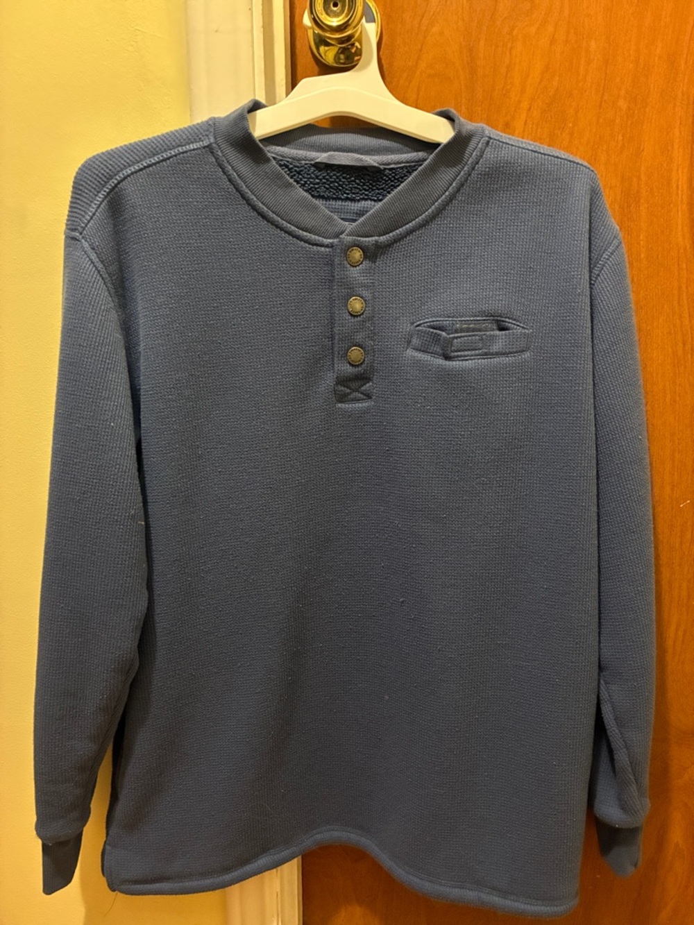 SMITH Men's Slate Blue Henley Waffle Thermal